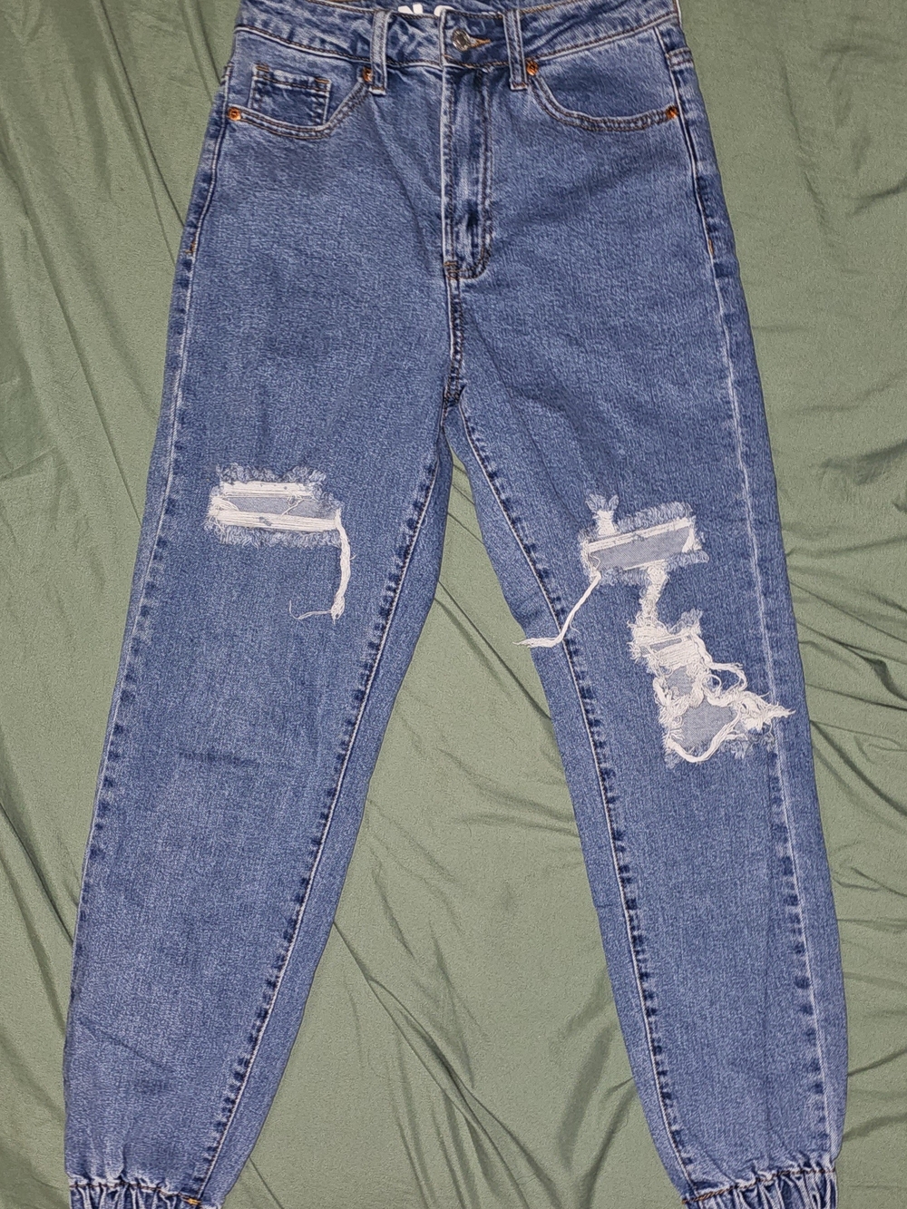 S O.N.G. SPKT Jogger Size 1/25 High-Waist Distressed Women’s Jeans - Blue